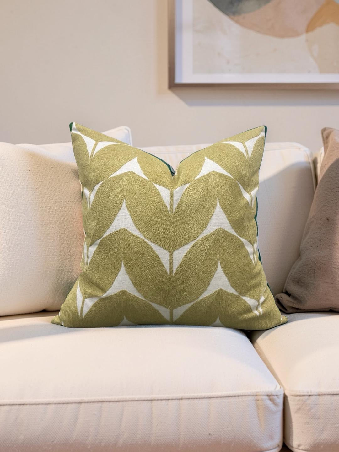 Casamance Decorative Pillow Herbes Folles Moutarde 22x22" Knife Edge Cover