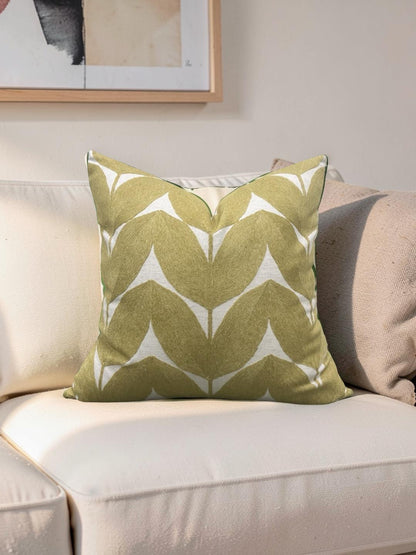 Casamance Decorative Pillow Herbes Folles Moutarde 22x22" Knife Edge Cover