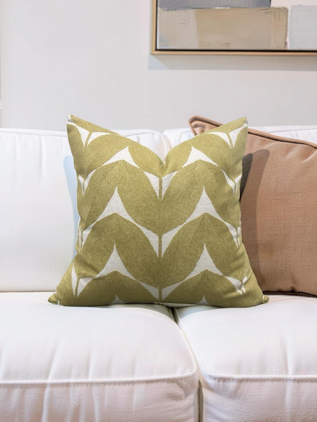 Casamance Decorative Pillow Herbes Folles Moutarde 22x22" Knife Edge Cover