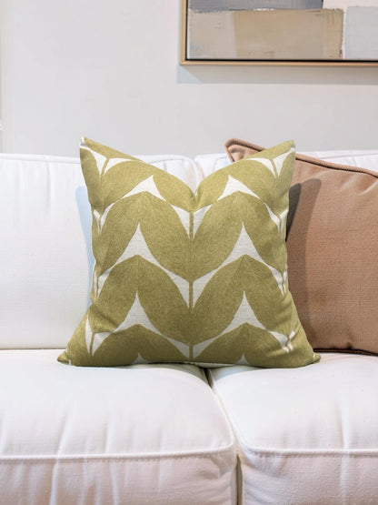 Casamance Decorative Pillow Herbes Folles Moutarde 22x22" Knife Edge Cover