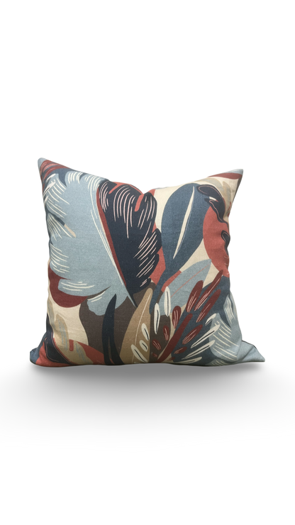 Decorative Pillow Dalvey Leaf Blue Red 22x22" Knife Edge Cover