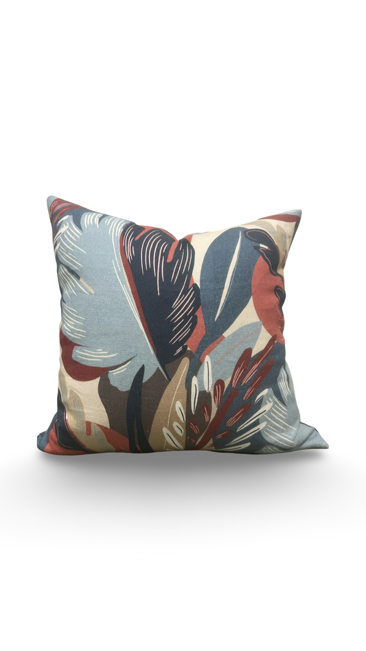 Decorative Pillow Dalvey Leaf Blue Red 22x22" Knife Edge Cover
