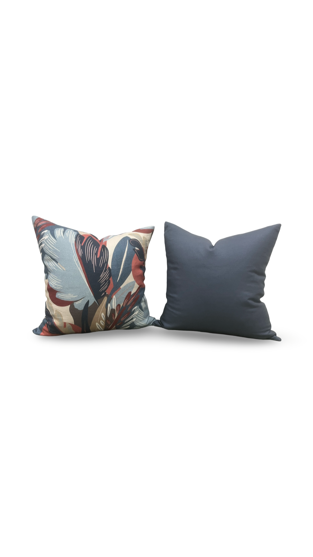 Decorative Pillow Dalvey Leaf Blue Red 22x22" Knife Edge Cover