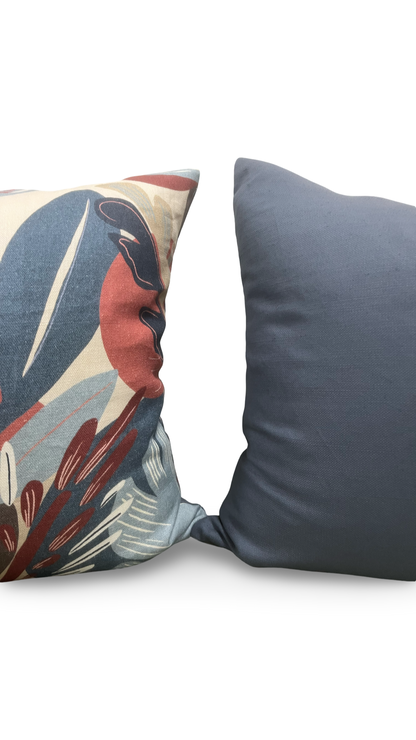 Decorative Pillow Dalvey Leaf Blue Red 22x22" Knife Edge Cover