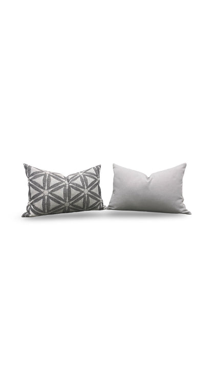 Lumbar Pillow Delta Charcoal 12x18" Knife Edge Cover