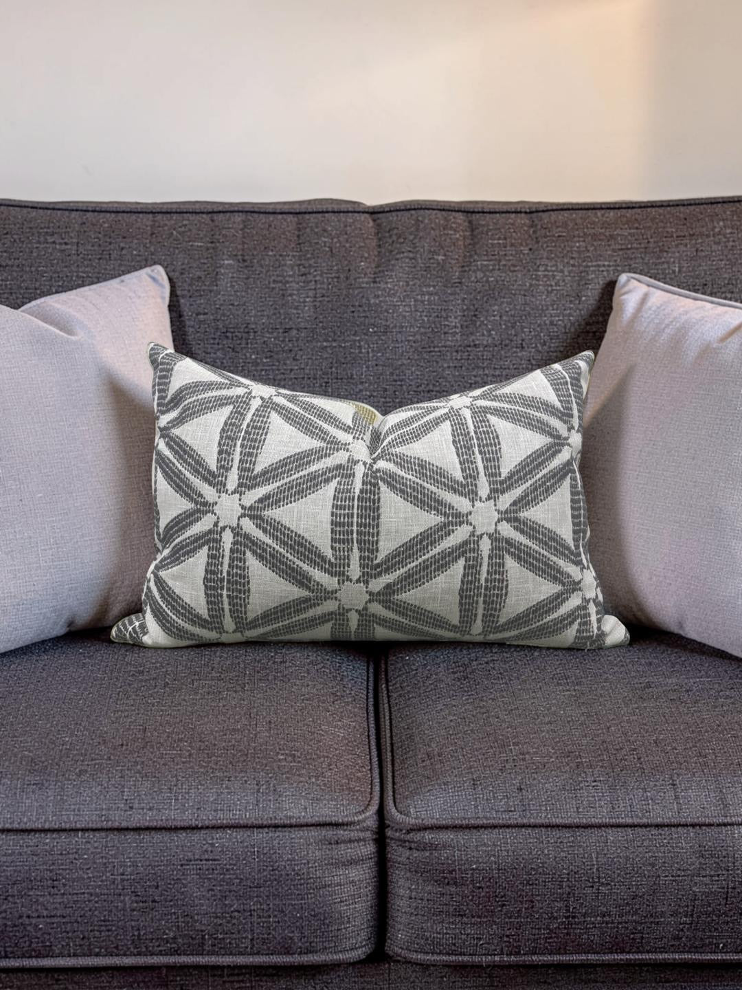 Lumbar Pillow Delta Charcoal 12x18" Knife Edge Cover