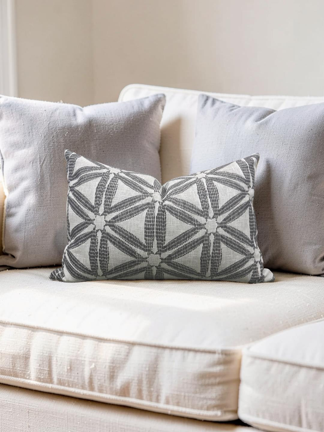 Lumbar Pillow Delta Charcoal 12x18" Knife Edge Cover