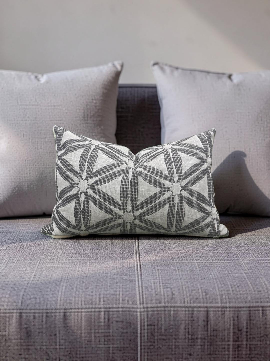 Lumbar Pillow Delta Charcoal 12x18" Knife Edge Cover