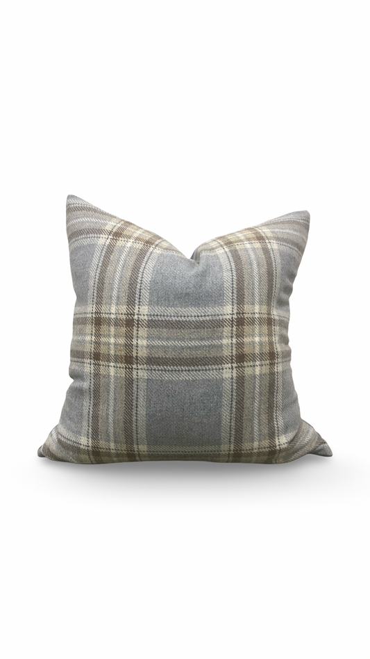 Plaid Decorative Pillow Erskine Plaid Old Blue 22x22" Knife Edge Cover