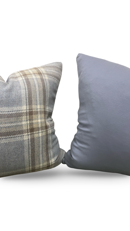 Plaid Decorative Pillow Erskine Plaid Old Blue 22x22" Knife Edge Cover