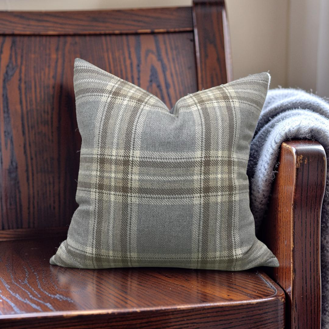 Plaid Decorative Pillow Erskine Plaid Old Blue 22x22" Knife Edge Cover