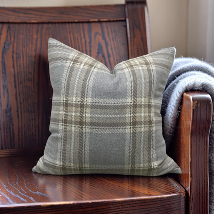 Plaid Decorative Pillow Erskine Plaid Old Blue 22x22" Knife Edge Cover