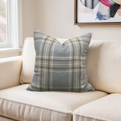 Plaid Decorative Pillow Erskine Plaid Old Blue 22x22" Knife Edge Cover