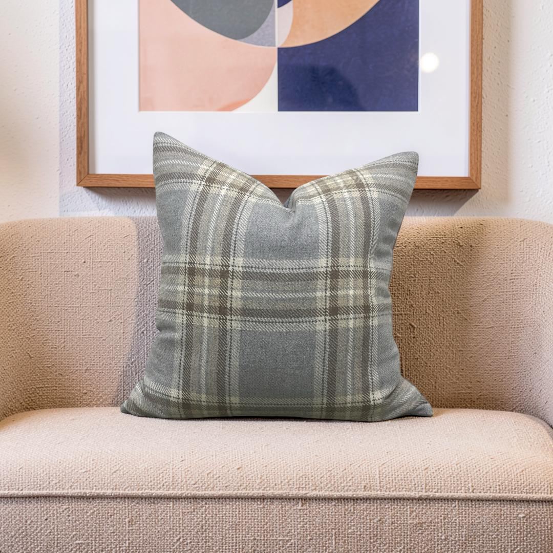 Plaid Decorative Pillow Erskine Plaid Old Blue 22x22" Knife Edge Cover