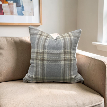 Plaid Decorative Pillow Erskine Plaid Old Blue 22x22" Knife Edge Cover