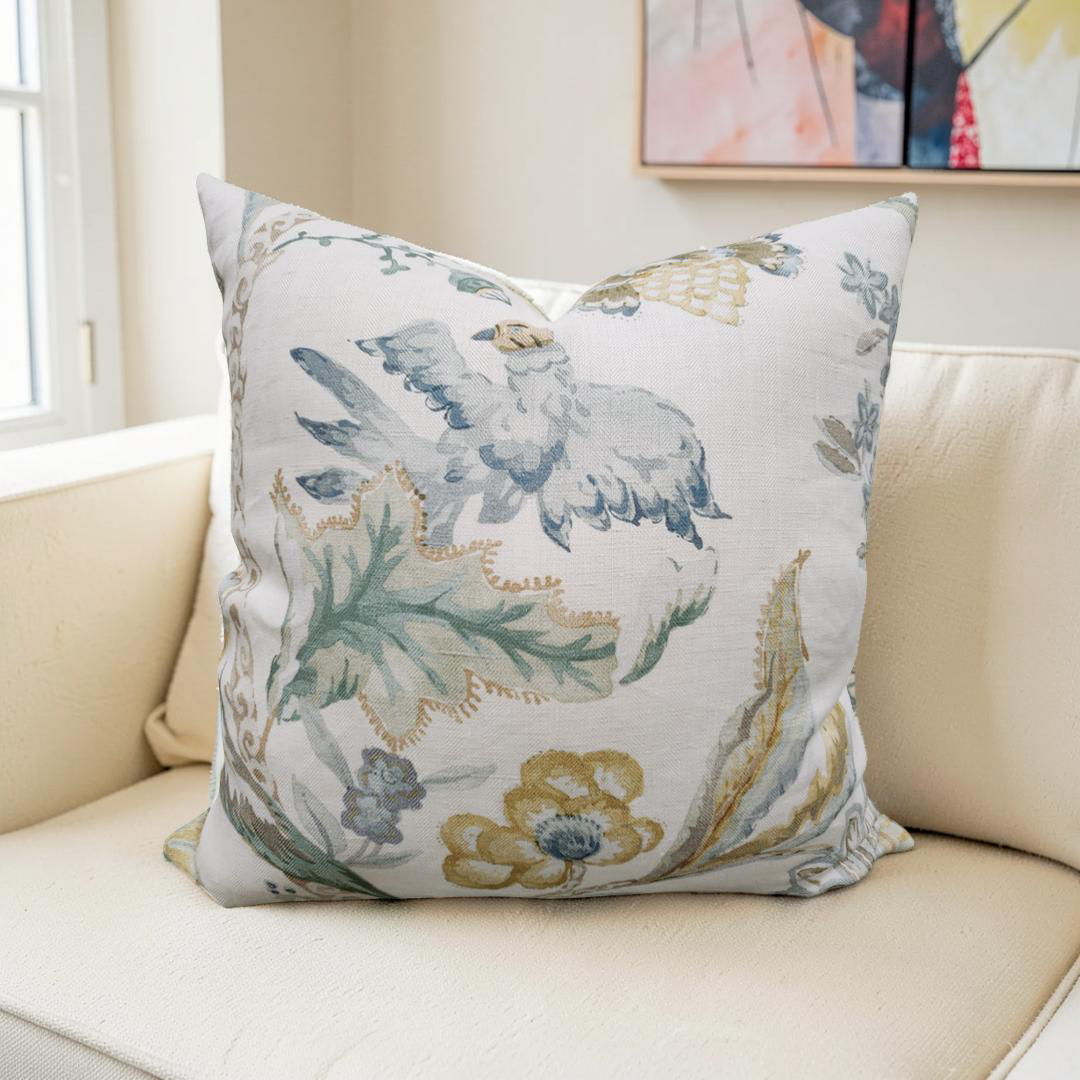 Decorative Pillow Belvedere Blue 22x22" Knife Edge Cover