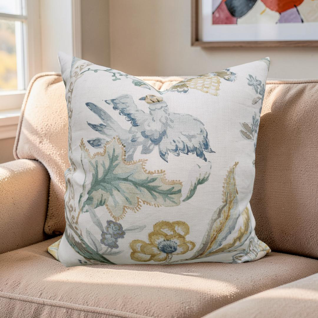 Decorative Pillow Belvedere Blue 22x22" Knife Edge Cover