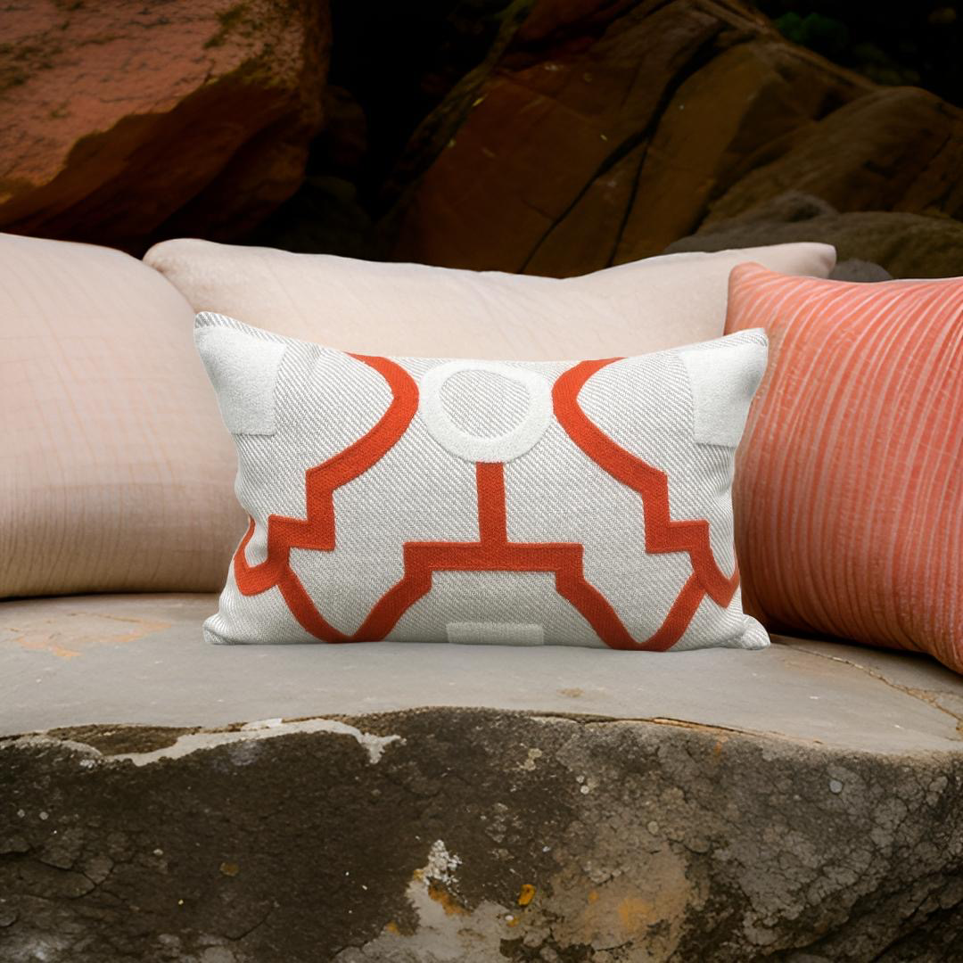 Tanvi Orange 12x18" Knife Edge Decorative Lumbar Pillow