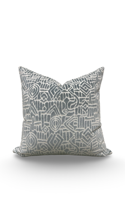 Decorative Pillow Glacier Raised Velvet 22x22" Knife Edge Cover