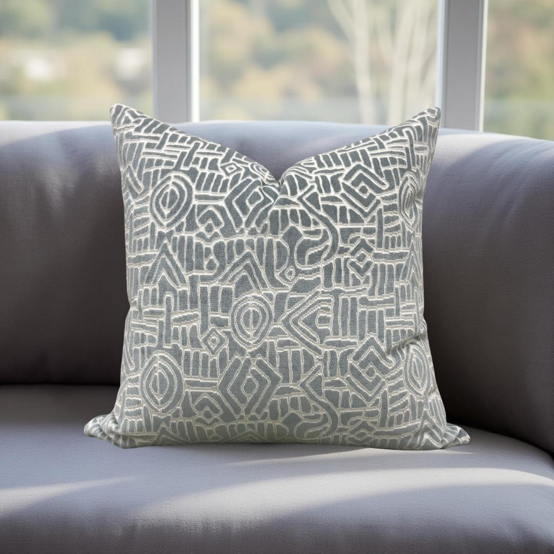 Decorative Pillow Glacier Raised Velvet 22x22" Knife Edge Cover