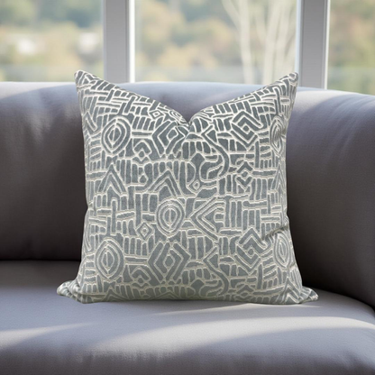 Decorative Pillow Glacier Raised Velvet 22x22" Knife Edge Cover