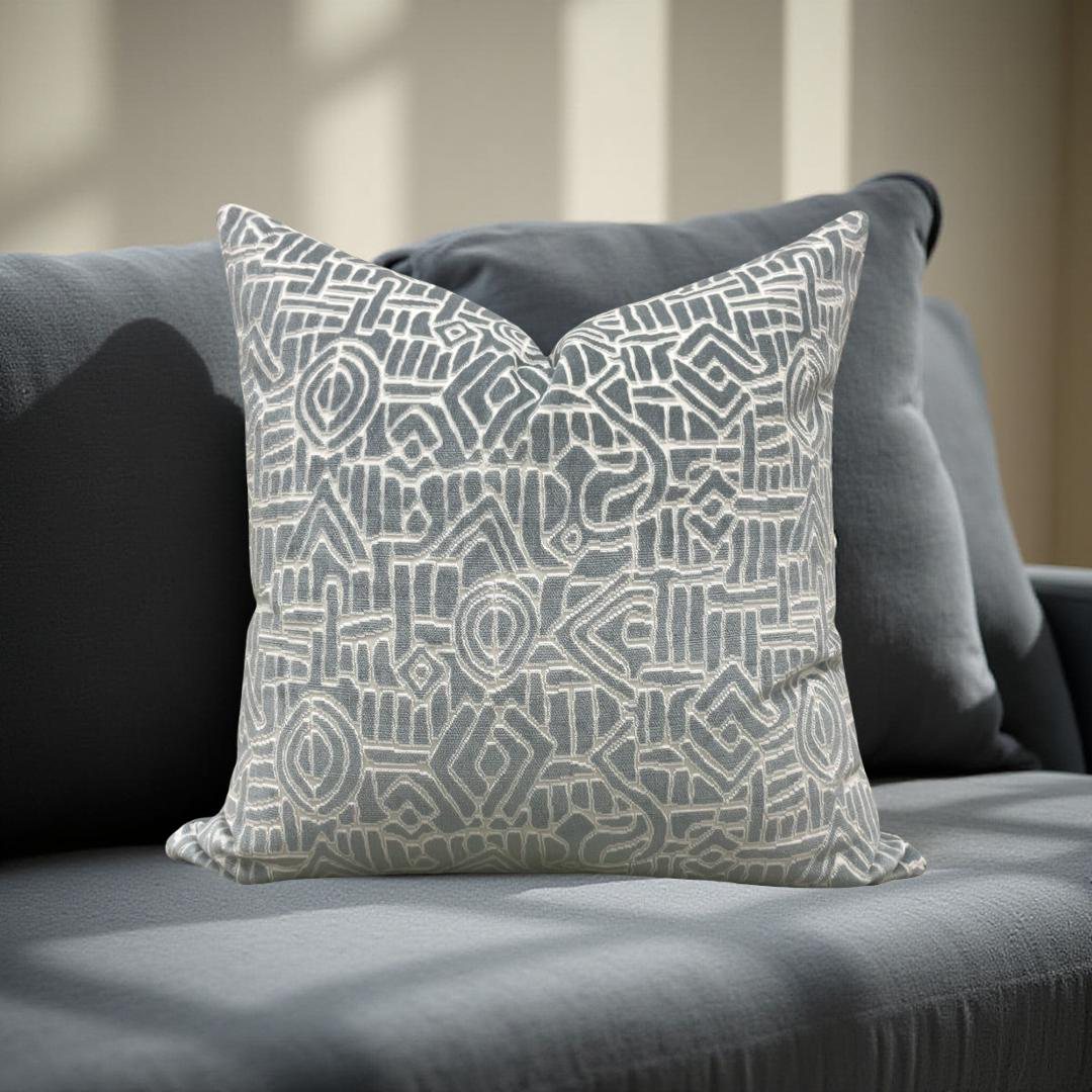 Decorative Pillow Glacier Raised Velvet 22x22" Knife Edge Cover