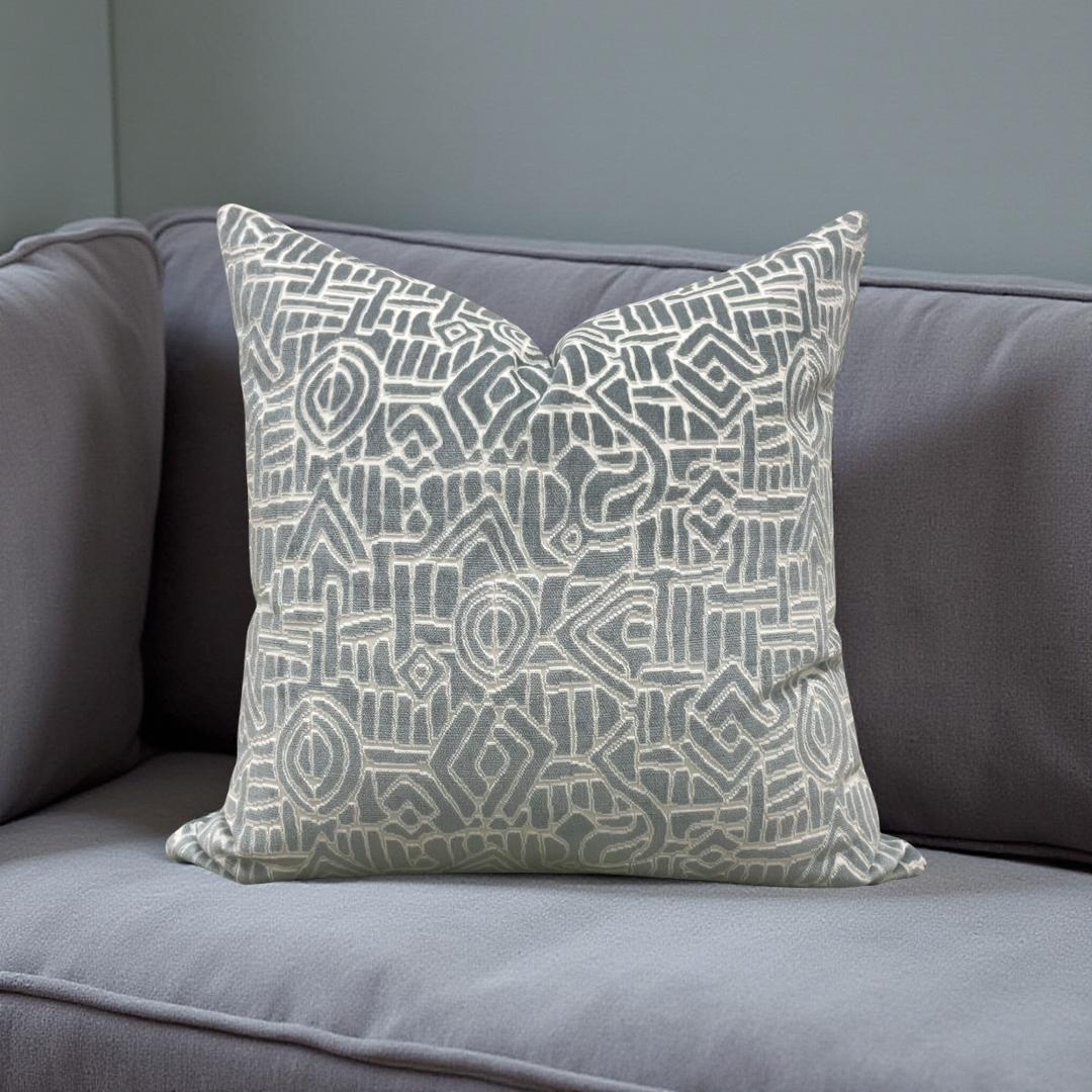 Decorative Pillow Glacier Raised Velvet 22x22" Knife Edge Cover