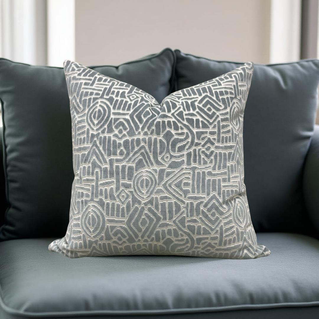 Decorative Pillow Glacier Raised Velvet 22x22" Knife Edge Cover