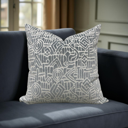 Decorative Pillow Glacier Raised Velvet 22x22" Knife Edge Cover