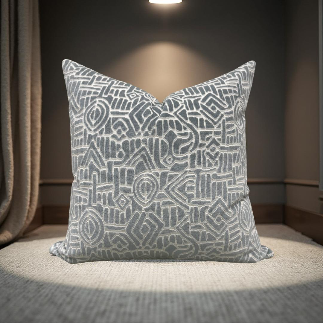 Decorative Pillow Glacier Raised Velvet 22x22" Knife Edge Cover