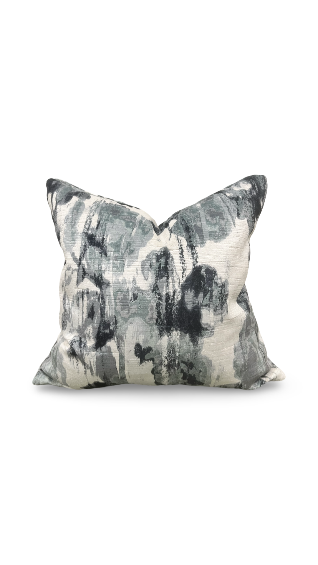 Cream Blue and Grey Velvet Abstract 20x20" Knife Edge Decorative Pillow