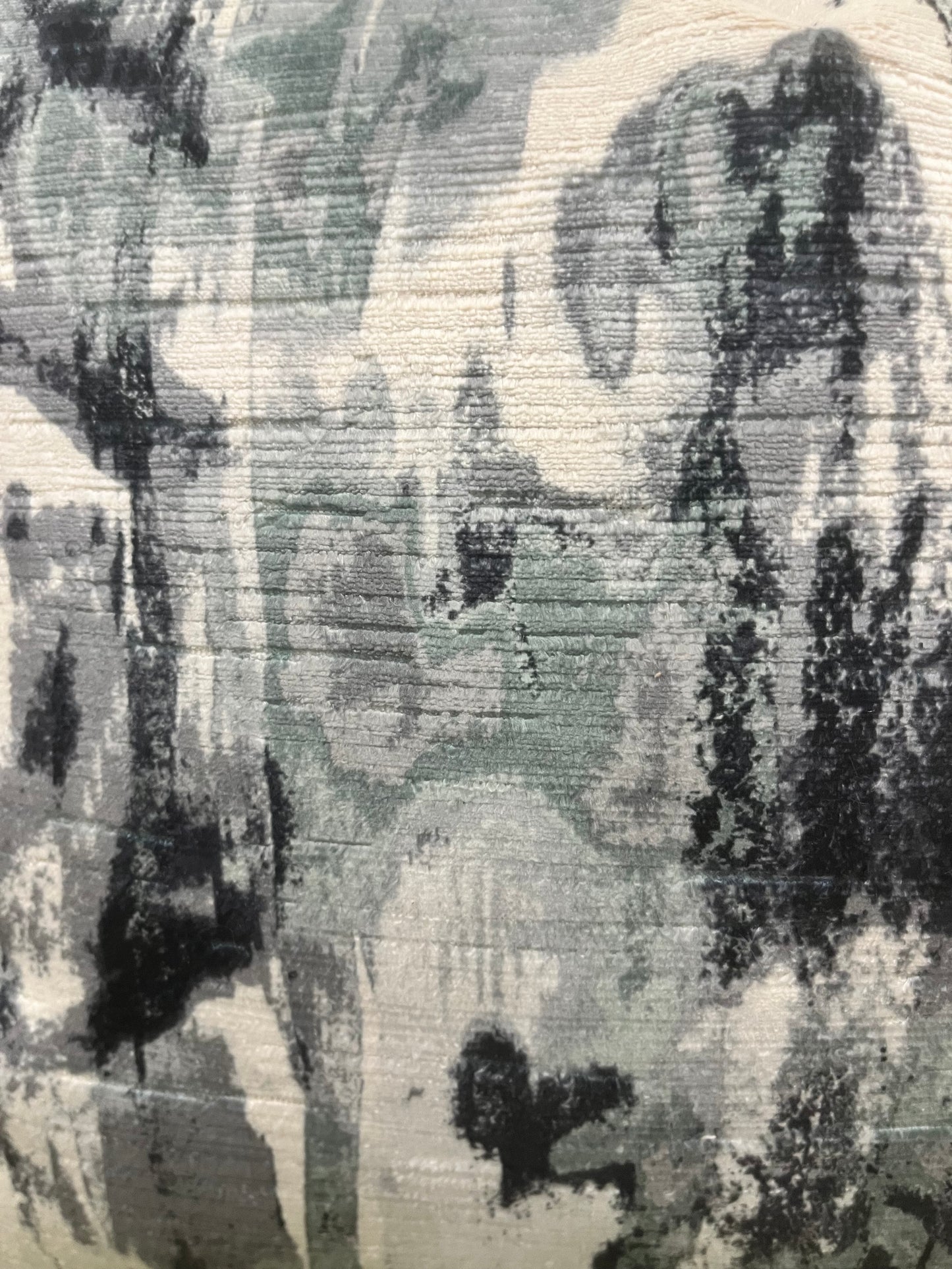 Cream Blue and Grey Velvet Abstract 20x20" Knife Edge Decorative Pillow
