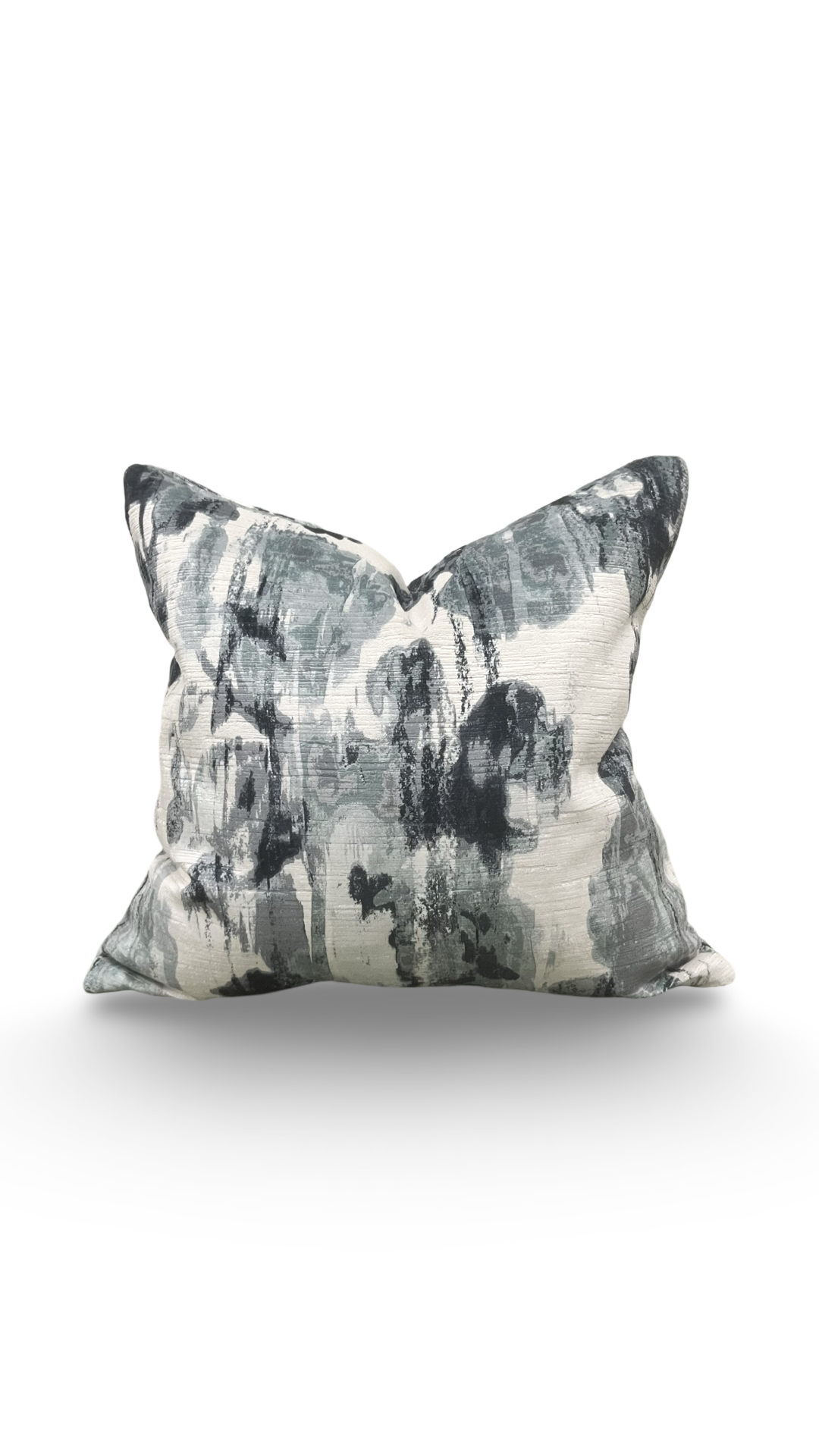 Cream Blue and Grey Velvet Abstract 20x20" Knife Edge Decorative Pillow