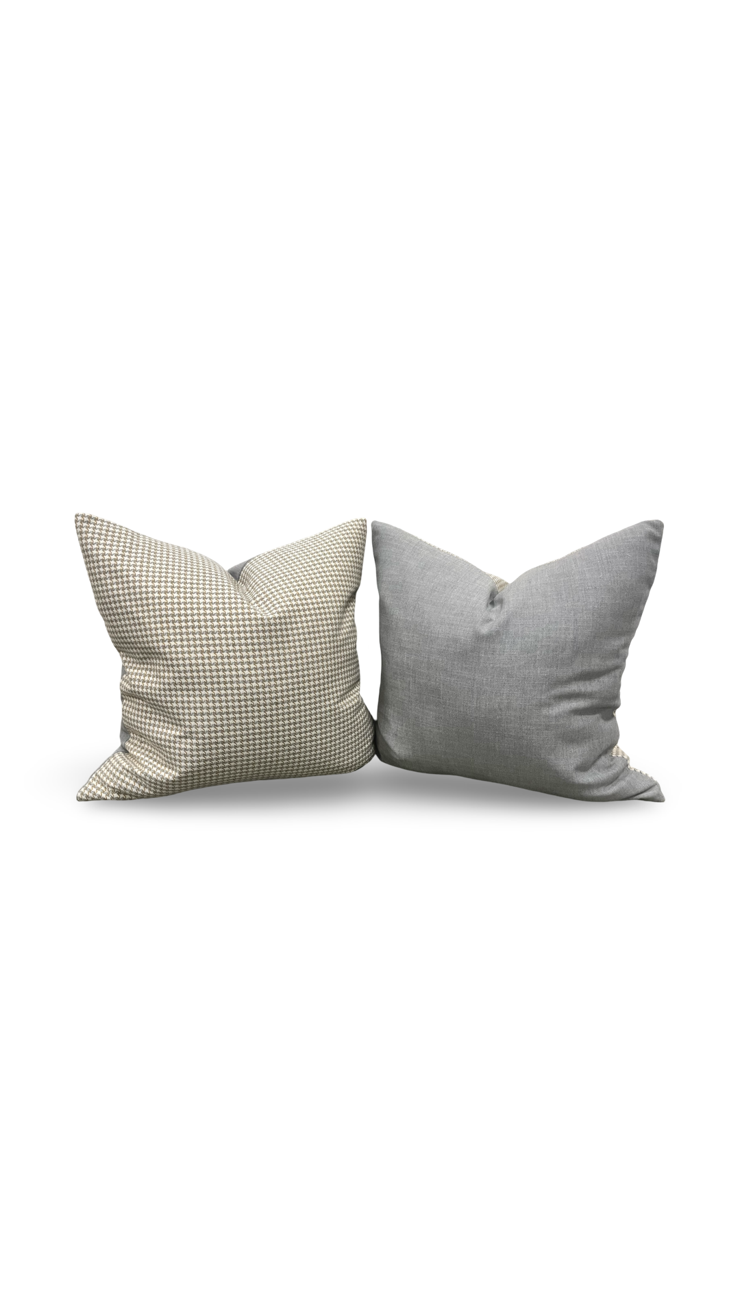 Cream Gold and Grey Small Houndstooth 22x22" Knife Edge Decorative Throw Pillow