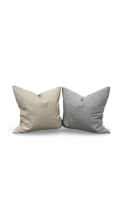 Cream Gold and Grey Small Houndstooth 22x22" Knife Edge Decorative Throw Pillow