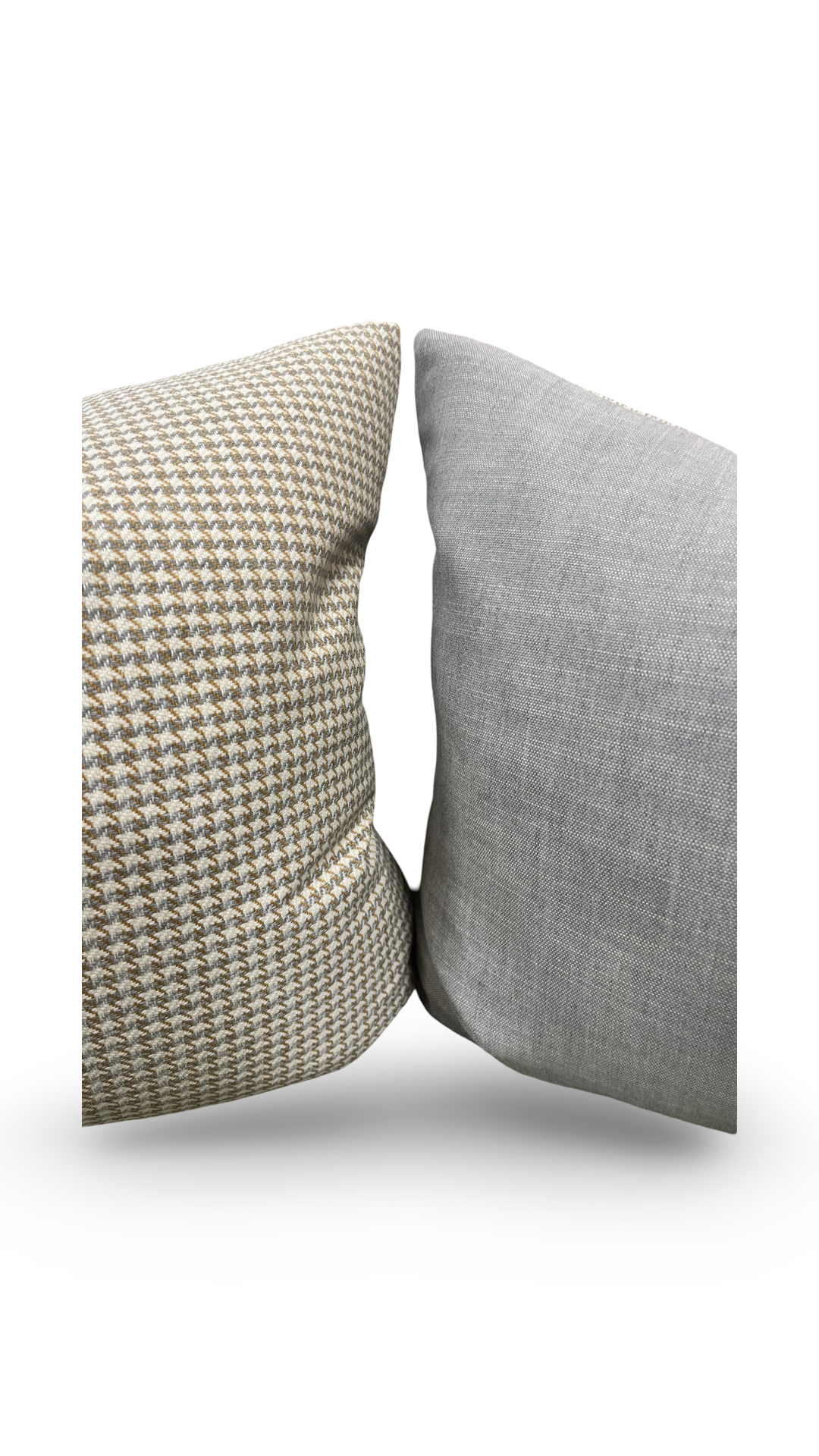 Cream Gold and Grey Small Houndstooth 22x22" Knife Edge Decorative Throw Pillow
