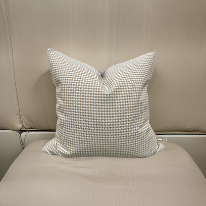 Cream Gold and Grey Small Houndstooth 22x22" Knife Edge Decorative Throw Pillow