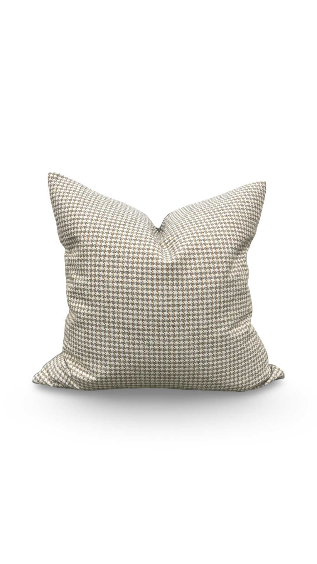 Cream Gold and Grey Small Houndstooth 22x22" Knife Edge Decorative Throw Pillow