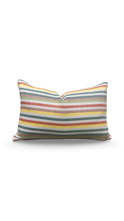 Lumbar Pillow Multi Colored Stripe 12x18" Knife Edge Cover