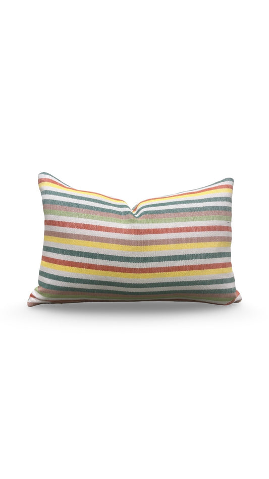 Lumbar Pillow Multi Colored Stripe 12x18" Knife Edge Cover