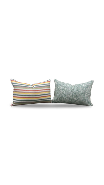 Lumbar Pillow Multi Colored Stripe 12x18" Knife Edge Cover