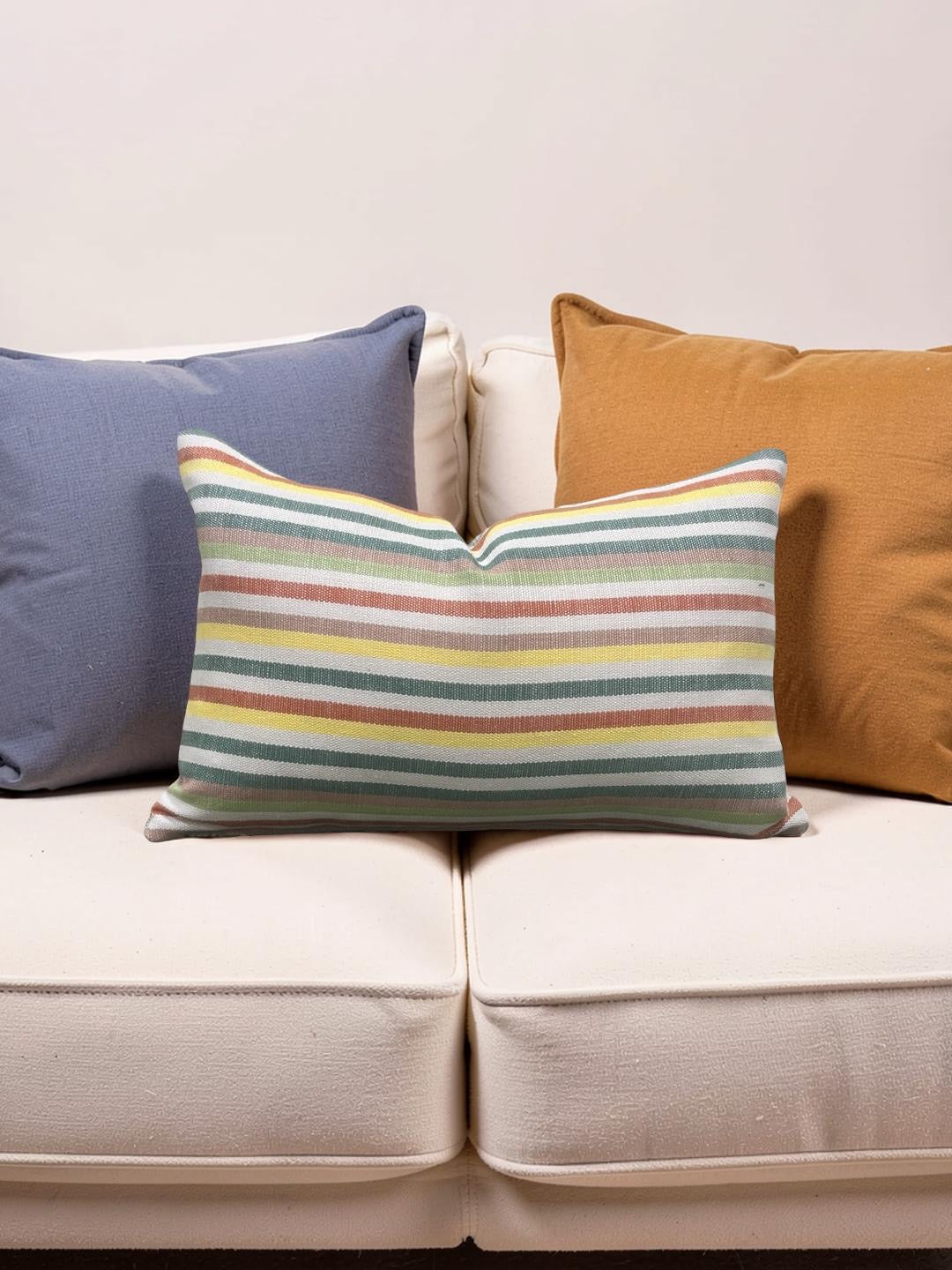Lumbar Pillow Multi Colored Stripe 12x18" Knife Edge Cover