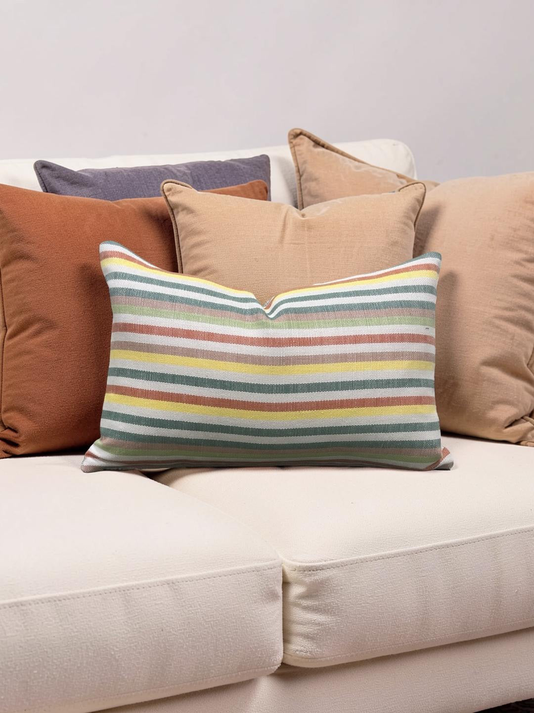 Lumbar Pillow Multi Colored Stripe 12x18" Knife Edge Cover