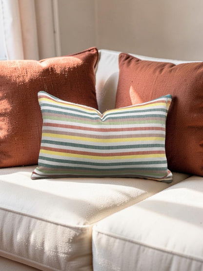 Lumbar Pillow Multi Colored Stripe 12x18" Knife Edge Cover