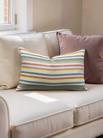 Lumbar Pillow Multi Colored Stripe 12x18" Knife Edge Cover