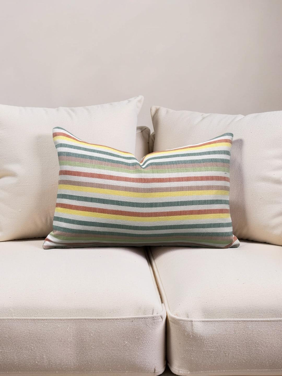 Lumbar Pillow Multi Colored Stripe 12x18" Knife Edge Cover