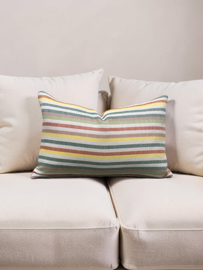 Lumbar Pillow Multi Colored Stripe 12x18" Knife Edge Cover
