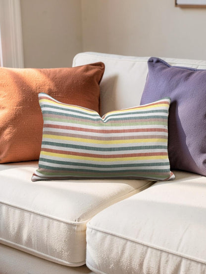 Lumbar Pillow Multi Colored Stripe 12x18" Knife Edge Cover