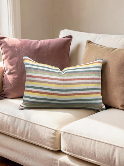 Lumbar Pillow Multi Colored Stripe 12x18" Knife Edge Cover