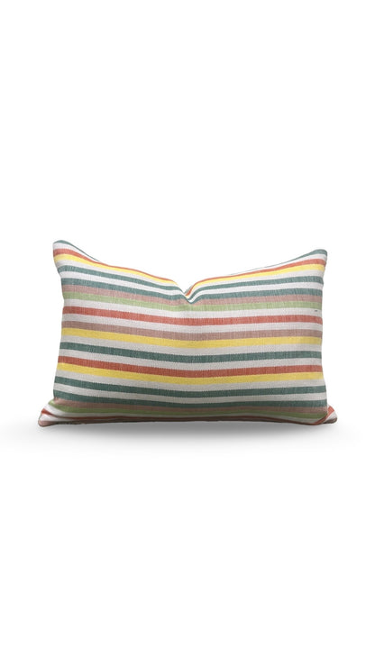 Lumbar Pillow Multi Colored Stripe 12x18" Knife Edge Cover
